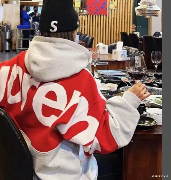 LOGO LOGO BIG L S Black Grey JACQUARD HOODED Hoodie Sweatshirt M XL Back Big SWEATSHIRT 0805